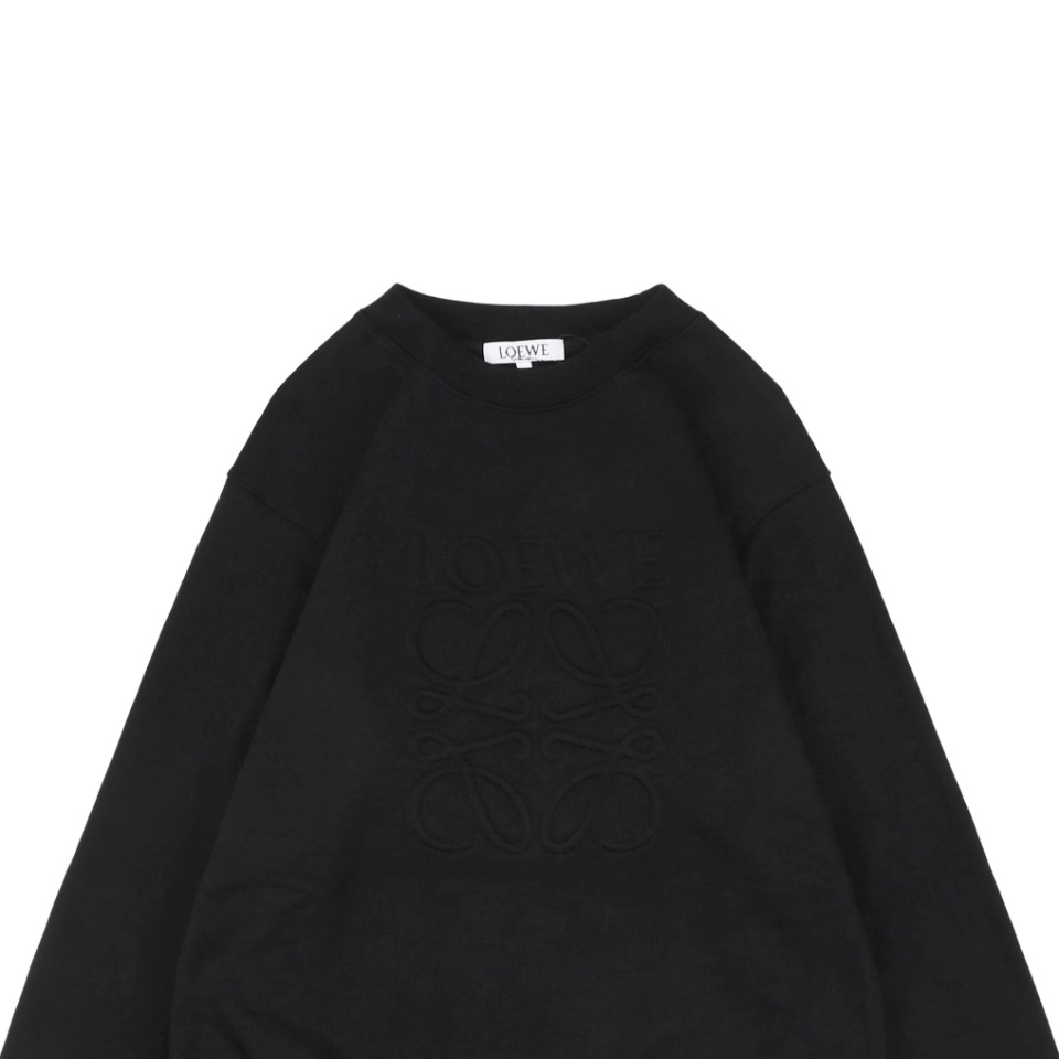 L Black Tonal Anagram Embroidered Sweatshirt