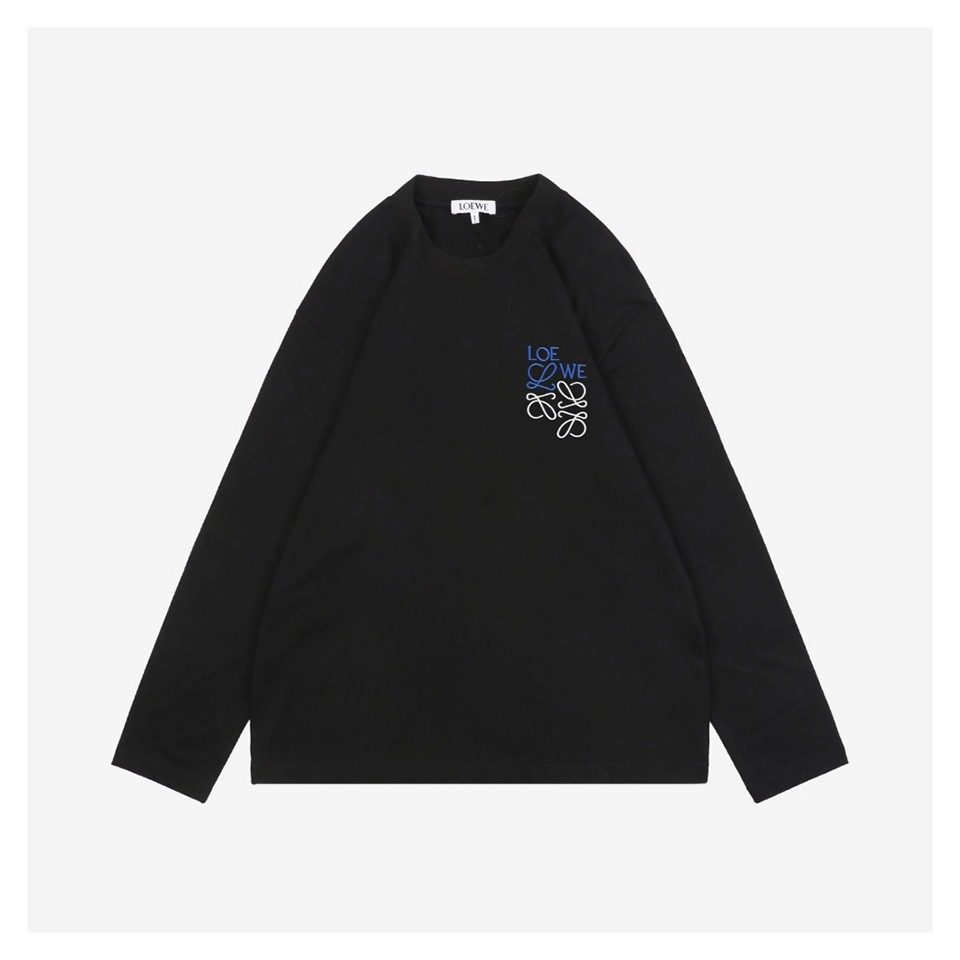 L Color-Contrast Dislocated Logo Embroidered Shirt Black
