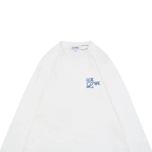 L Color-Contrast Dislocated Logo Embroidered Shirt White
