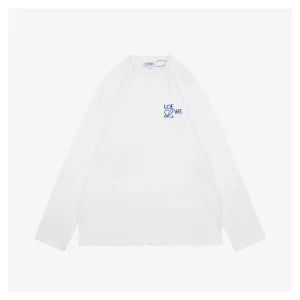 L Color-Contrast Dislocated Logo Embroidered Shirt White