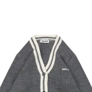 MM Grey:White Logo Trim Cardigan3.jpeg