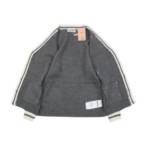 MM Grey:White Logo Trim Cardigan4.jpeg