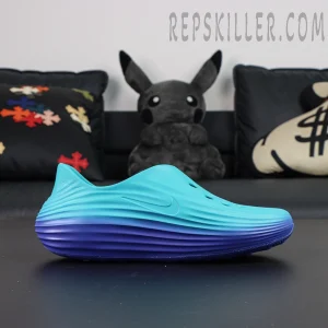 Side profile of the Nike ReactX Rejuven8 ‘Dusty Cactus Persian Violet’, showcasing the breathable mesh upper and sculpted ReactX foam midsole.