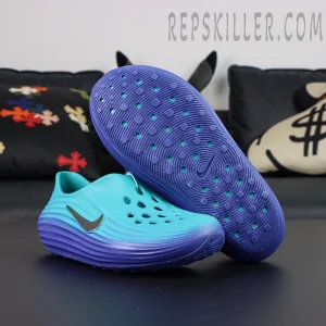 Outsole view of the Nike ReactX Rejuven8 ‘Dusty Cactus Persian Violet’, designed with deep traction patterns for improved grip.