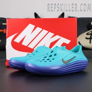 Full packaging view of the Nike ReactX Rejuven8 ‘Dusty Cactus Persian Violet’, including the box and accessories.