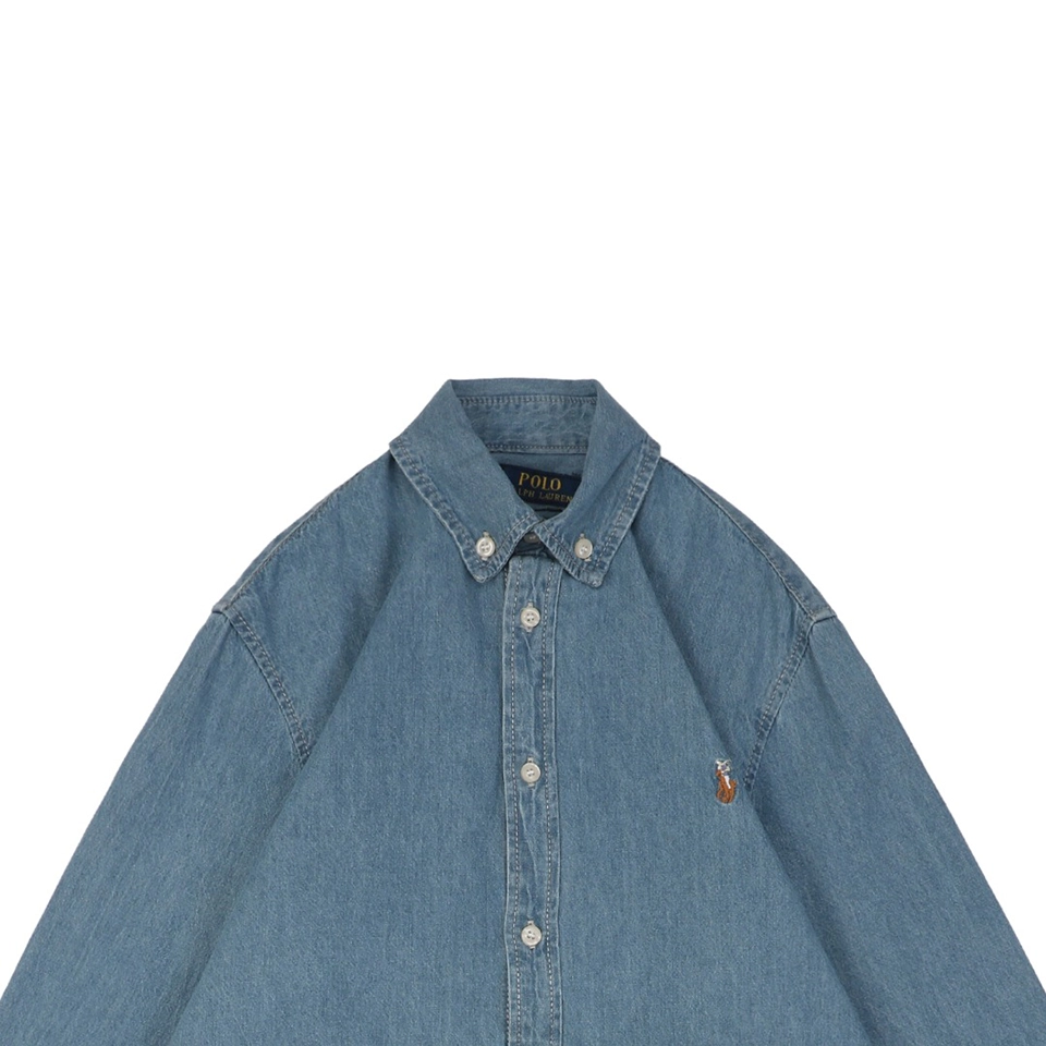 Ralph Lauren Embroidered Pony Denim Shirt - Light Blue