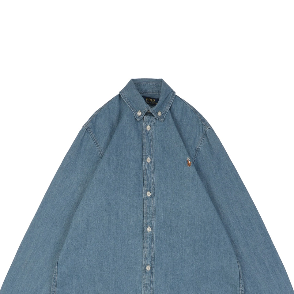 Ralph Lauren Embroidered Pony Denim Shirt - Light Blue