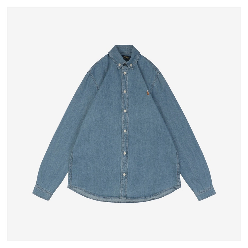 Ralph Lauren Embroidered Pony Denim Shirt - Light Blue