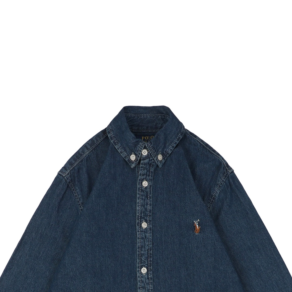 Ralph Lauren Pony Embroidered Denim Shirt - Dark Blue