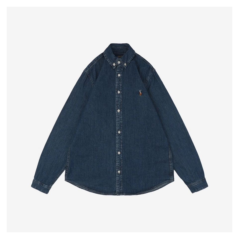 Ralph Lauren Pony Embroidered Denim Shirt - Dark Blue