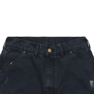 Saint Michael Paint-Splattered Raw Hem Denim Shorts