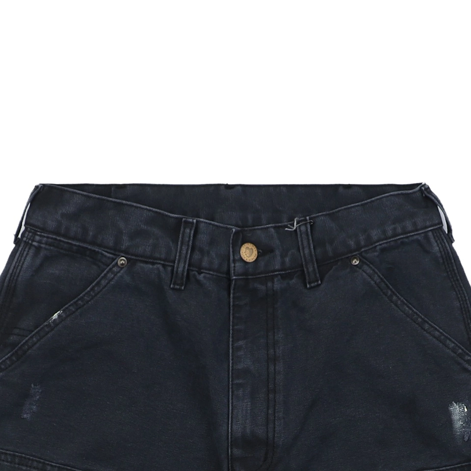 Saint Michael Paint-Splattered Raw Hem Denim Shorts