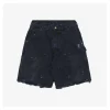 Saint Michael Paint-Splattered Raw Hem Denim Shorts