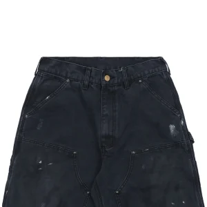 Saint Michael Paint-Splattered Raw Hem Denim Shorts