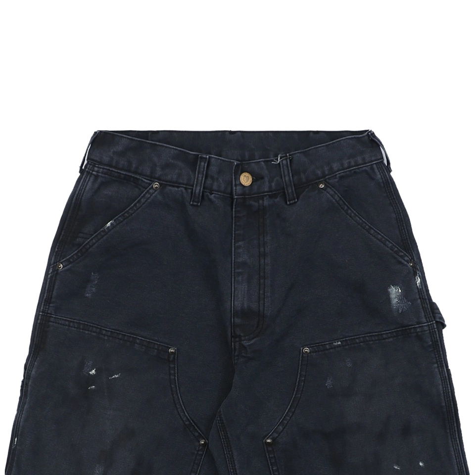 Saint Michael Paint-Splattered Raw Hem Denim Shorts