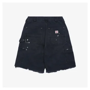 Saint Michael Paint-Splattered Raw Hem Denim Shorts Back side
