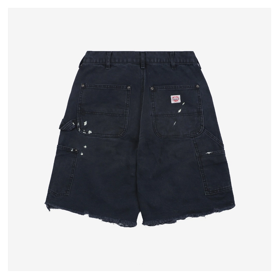 Saint Michael Paint-Splattered Raw Hem Denim Shorts Back side