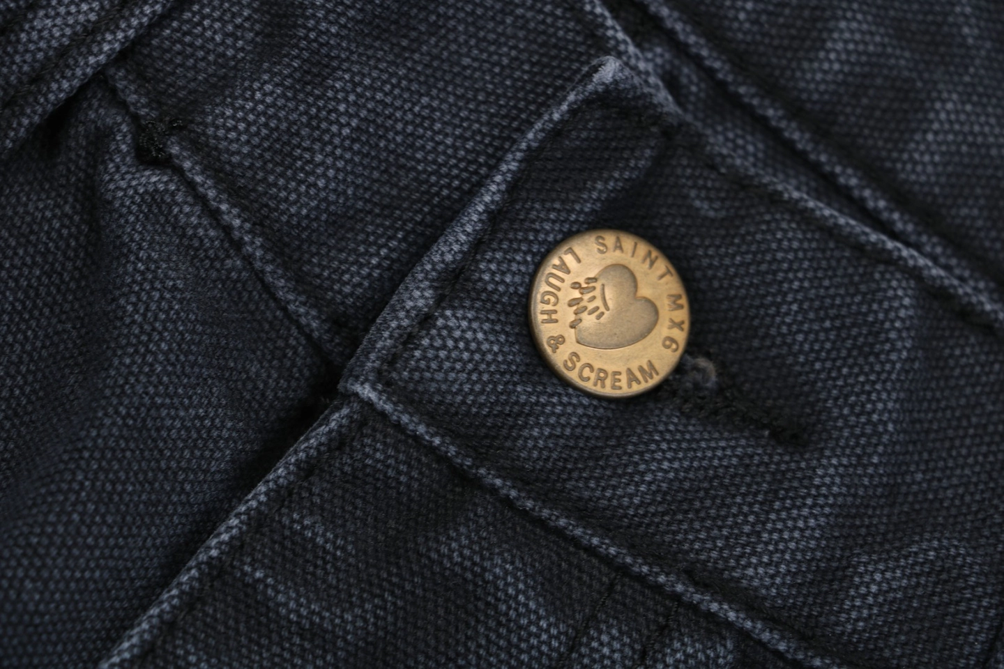 Saint Michael Paint-Splattered Raw Hem Denim Shorts9.jpeg