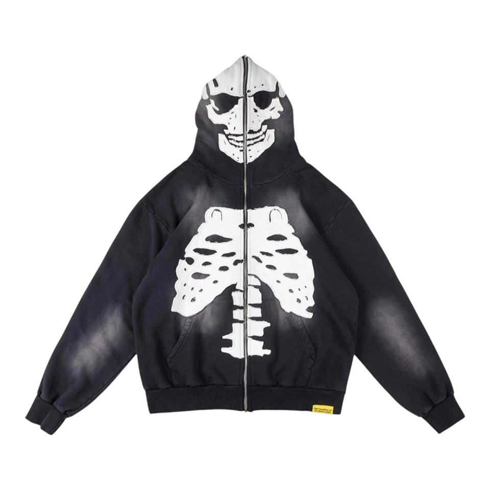 That’s A Awful Lot of Cough Syrup Skeleton Print Full Zip Hoodie