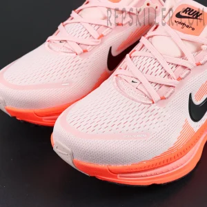 Nike Vomero 18 'Atmosphere Pink' toe box and lacing close-up with mesh detail
