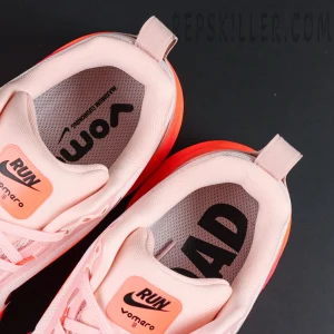 Nike Vomero 18 'Atmosphere Pink' insole and tongue label top-down close-up
