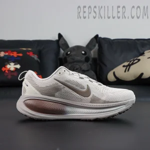 Nike Zoom Vomero 18 ‘Pale Ivory Red Sepia’ lateral view with gradient ZoomX foam and structured mesh panels