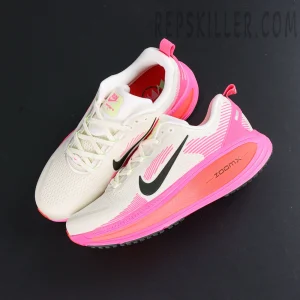 Nike Vomero 18 ‘Sail Hyper Pink’ flat lay showing full upper and branding