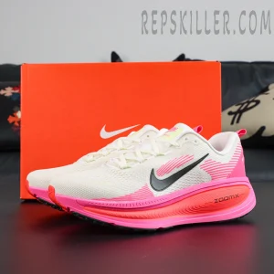 Nike Vomero 18 ‘Sail Hyper Pink’ with original Nike box, lateral side angle view