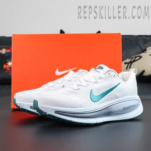 Nike Vomero 18 ‘Summit White Geode Teal’ lateral angle with original orange Nike box in background