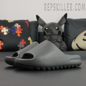 Yeezy Slides ‘Granite’ front angle showing open-toe construction