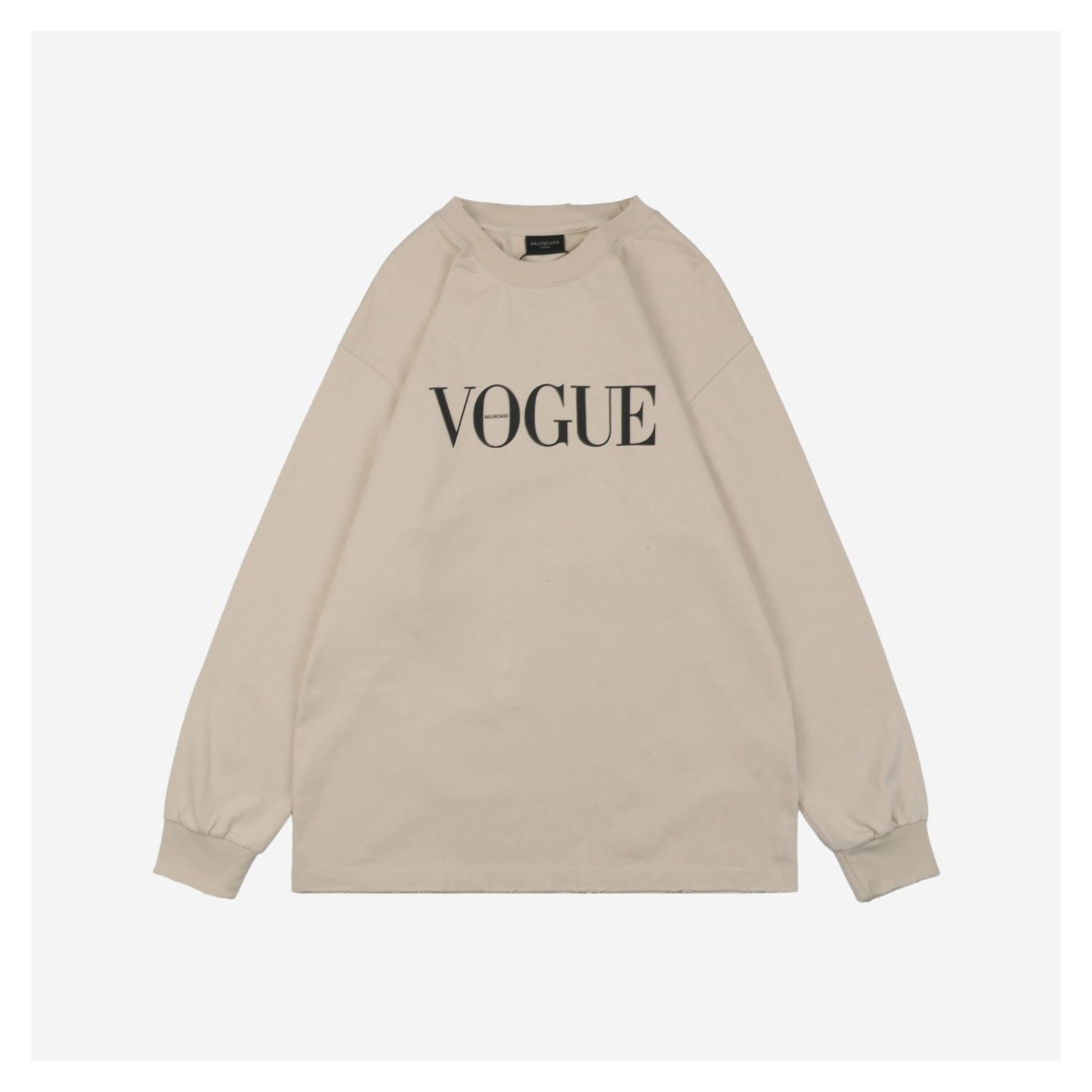 Balenciaga Vogue Graphic Print Shirt Beige