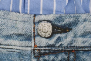 Acne Studios Double-Waist Printed Fake Denim Pants Buttom