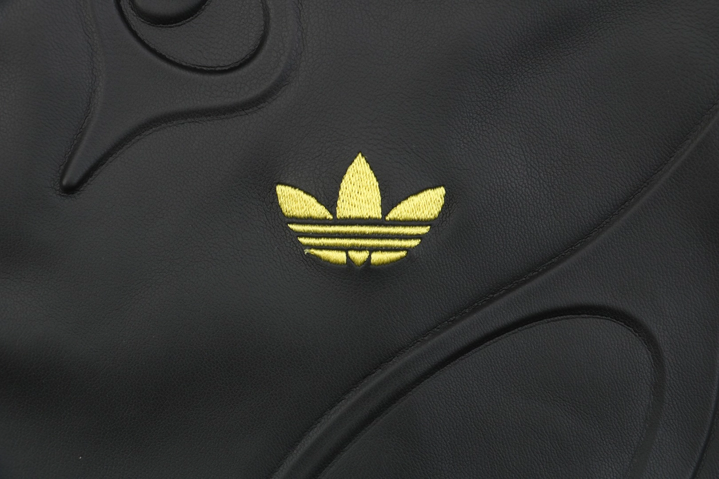 Adidas Faux Leather Embossed Track Jacket Logo