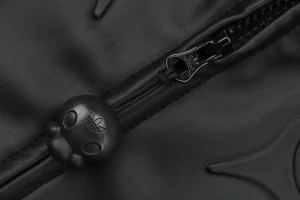 Adidas Faux Leather Embossed Track Jacket Zipper end