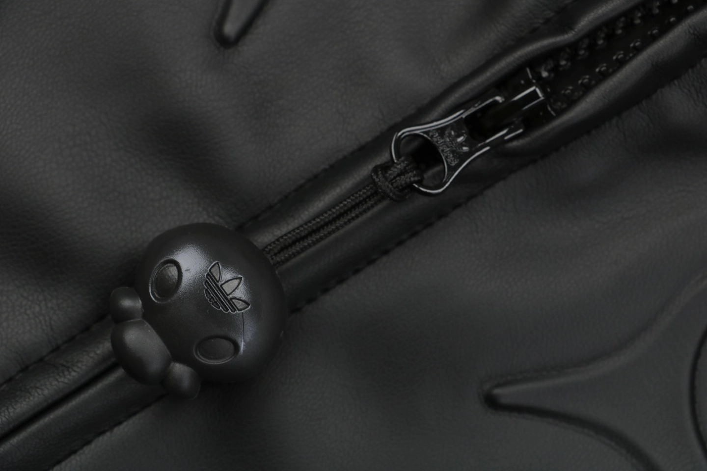 Adidas Faux Leather Embossed Track Jacket Zipper end