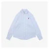 Ami Heart Embroidered Striped Shirt