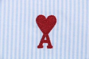 Ami Heart Embroidered Striped Shirt Logo