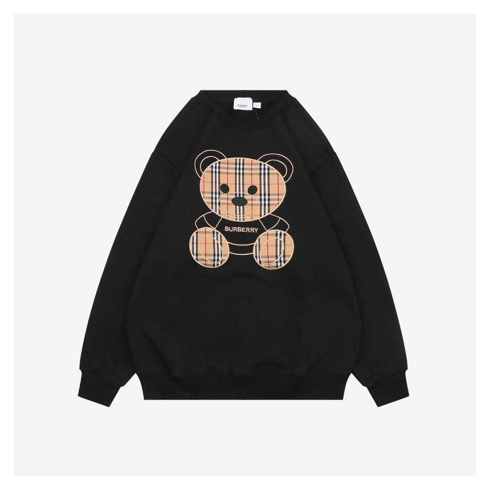 BBry Check Bear Embroidery Crewneck Sweatshirt