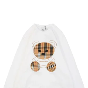 BBry Check Bear Embroidery Crewneck Sweatshirt White