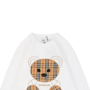 BBry Check Bear Embroidery Crewneck Sweatshirt White