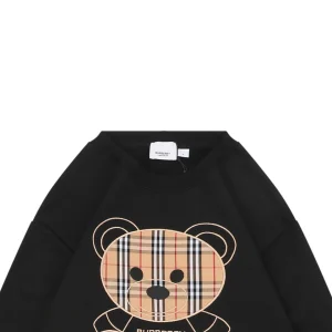 BBry Check Bear Embroidery Crewneck Sweatshirt Black