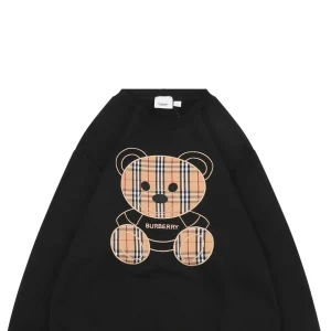 BBry Check Bear Embroidery Crewneck Sweatshirt Black