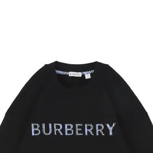 BBry Check Logo Patchwork Crewneck Sweatshirt Black