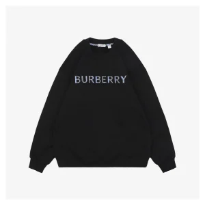 BBry Check Logo Patchwork Crewneck Sweatshirt Black Front side