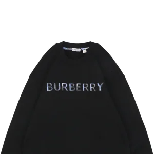 BBry Check Logo Patchwork Crewneck Sweatshirt Black