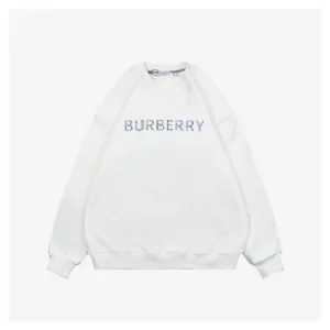BBry Check Logo Patchwork Crewneck Sweatshirt White Front side