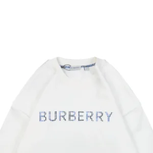 BBry Check Logo Patchwork Crewneck Sweatshirt White