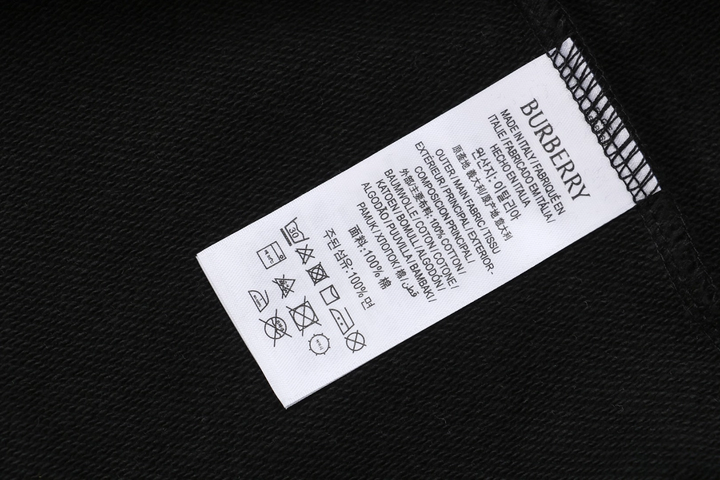 BBry Plaid Collar Logo Embroidered Crewneck Sweatshirt Wash tag