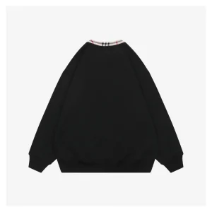 BBry Plaid Collar Logo Embroidered Crewneck Sweatshirt Black Back side