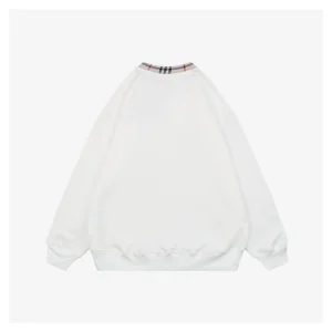 BBry Plaid Collar Logo Embroidered Crewneck Sweatshirt White Back side